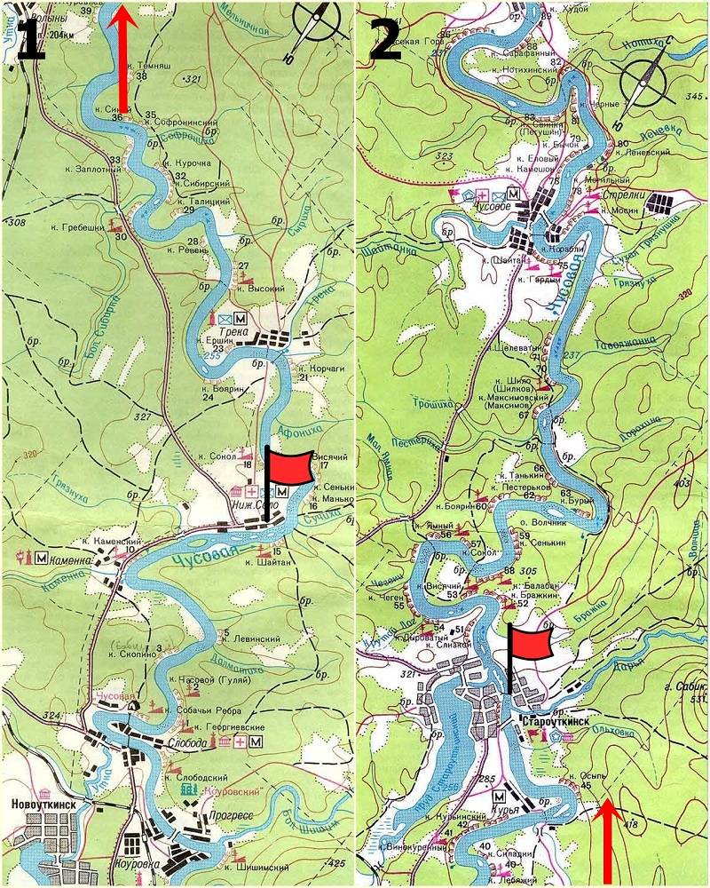Карта реки чусовой от чусовой до кына
