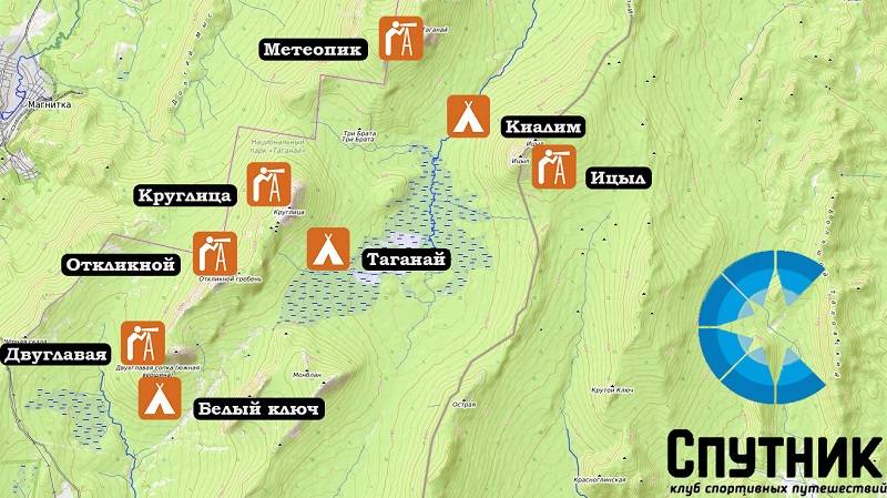 Таганай карта маршрутов с расстояниями