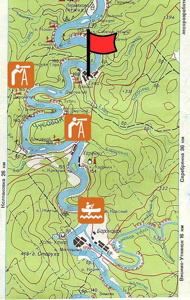 Река чусовая на карте